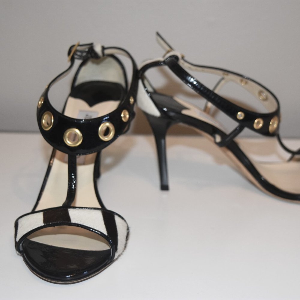 Jimmy Choo Heels: Calf hair & rivets. 38.5 / 7.5